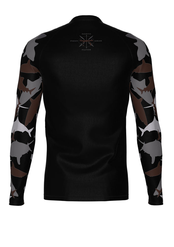 Men's Belted Long Sleeve Shark Rash Guard